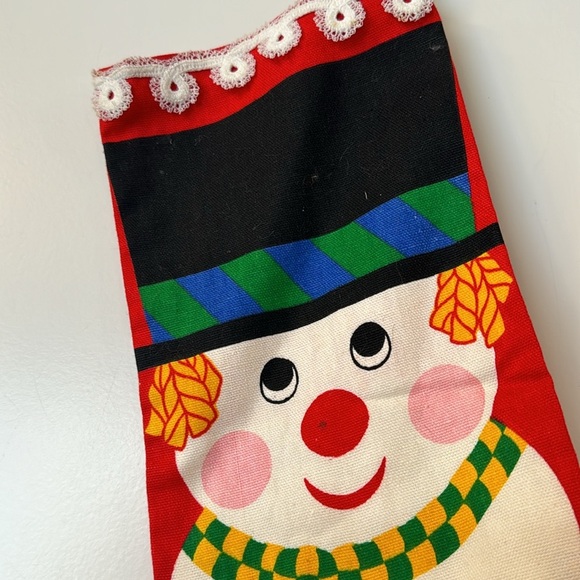 VINTAGE Christmas Stocking snowman - homemade - unique - Picture 3 of 7